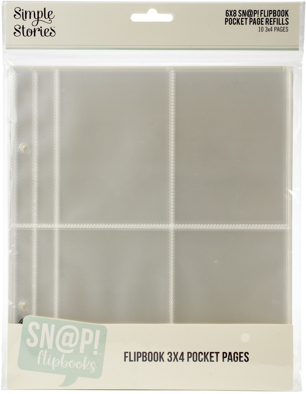 Simple Stories Sn@p! Pocket Pages For 6"X8" Flipbooks 10/Pkg-(4) 3"X4" Pockets